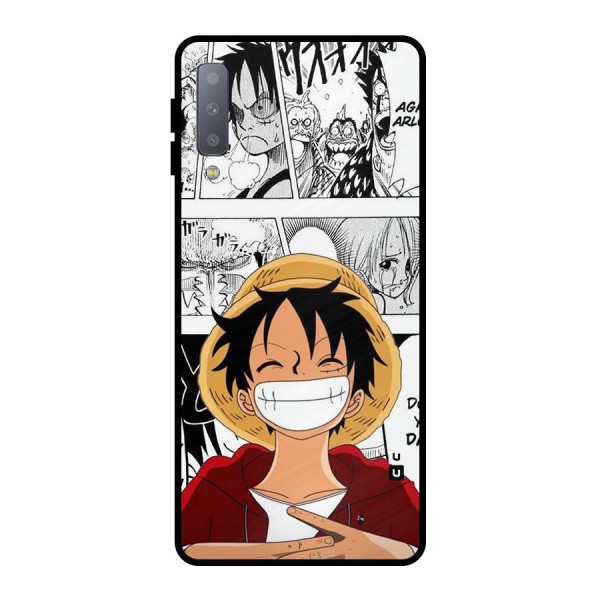 Manga Style Luffy Metal Back Case for Galaxy A7 (2018)