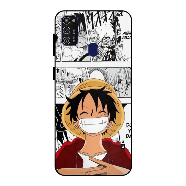 Manga Style Luffy Metal Back Case for Galaxy M21