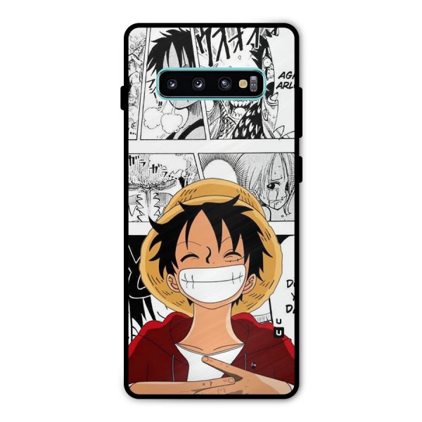 Manga Style Luffy Metal Back Case for Galaxy S10 Plus