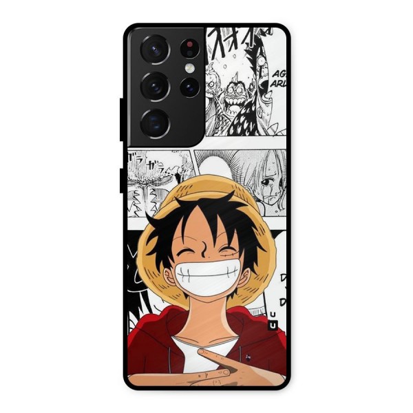 Manga Style Luffy Metal Back Case for Galaxy S21 Ultra 5G