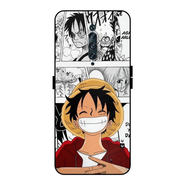 Manga Style Luffy Metal Back Case for Oppo Reno2 F