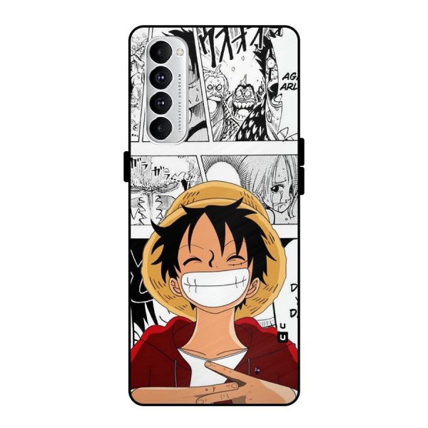 Manga Style Luffy Metal Back Case for Oppo Reno4 Pro