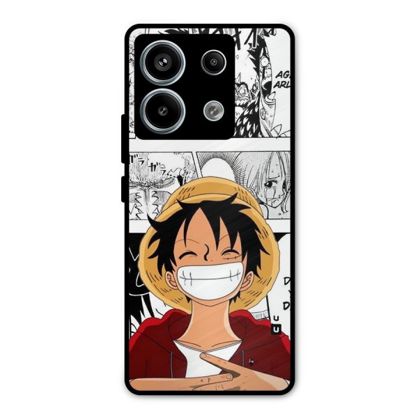 Manga Style Luffy Metal Back Case for Redmi Note 13 Pro 5G