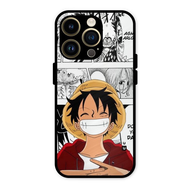 Manga Style Luffy Metal Back Case for iPhone 14 Pro