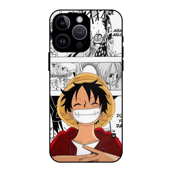 Manga Style Luffy Metal Back Case for iPhone 14 Pro Max