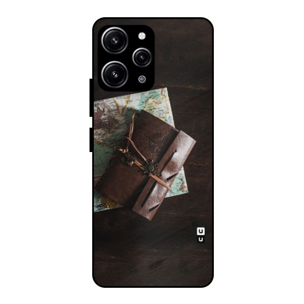 Map Journal Glass Back Case for Redmi 12 4G