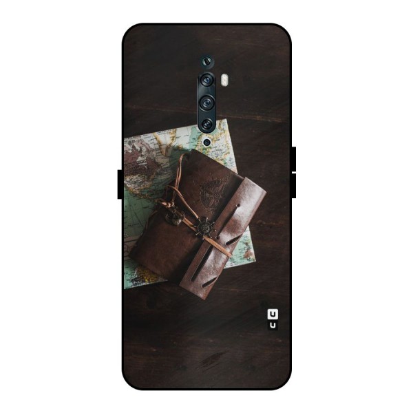 Map Journal Metal Back Case for Oppo Reno2 F