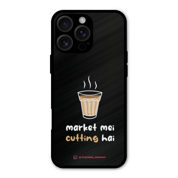 Market Mei Cutting Hai Black Metal Back Case for iPhone 16 Pro Max