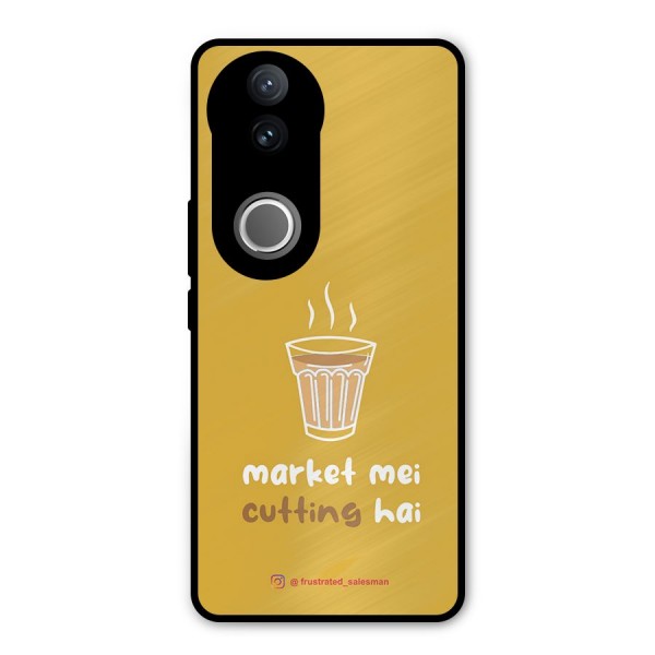 Market Mei Cutting Hai Mustard Yellow Metal Back Case for Vivo V50e