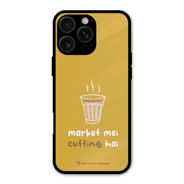 Market Mei Cutting Hai Mustard Yellow Metal Back Case for iPhone 16 Pro Max