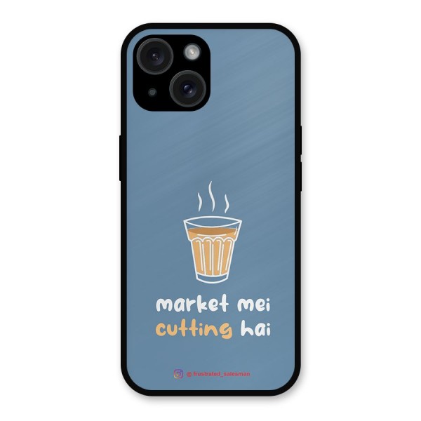 Market Mei Cutting Hai SteelBlue Metal Back Case for iPhone 15
