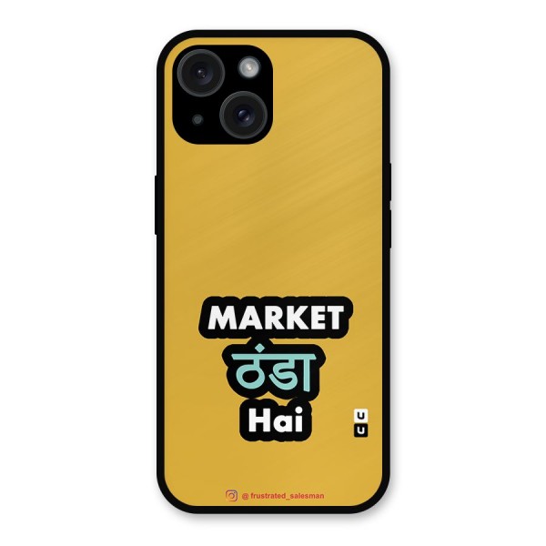 Market Thanda Hai Mustard Yellow Metal Back Case for iPhone 15