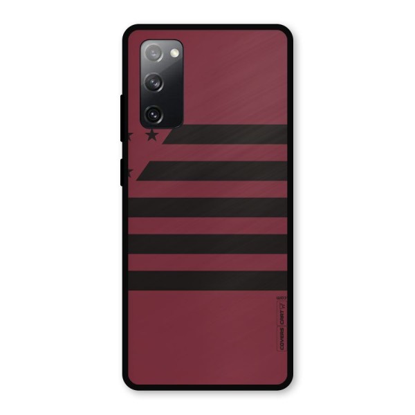 Maroon Star Striped Metal Back Case for Galaxy S20 FE 5G