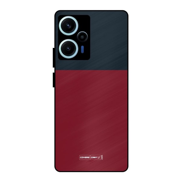 Maroon and Navy Blue Metal Back Case for Poco F5