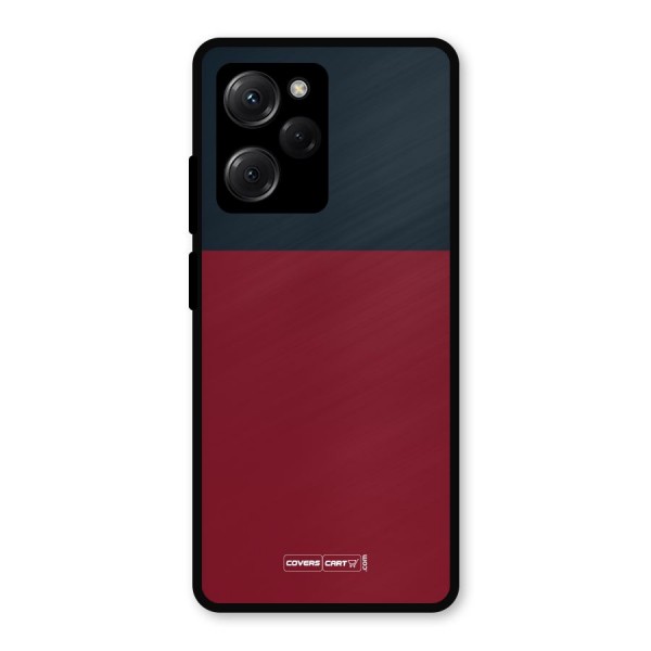 Maroon and Navy Blue Metal Back Case for Poco X5 Pro