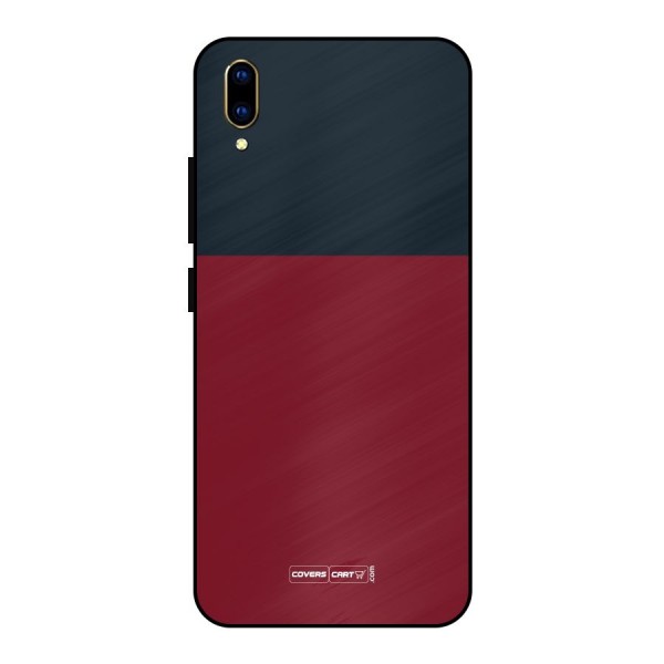 Maroon and Navy Blue Metal Back Case for Vivo V11 Pro