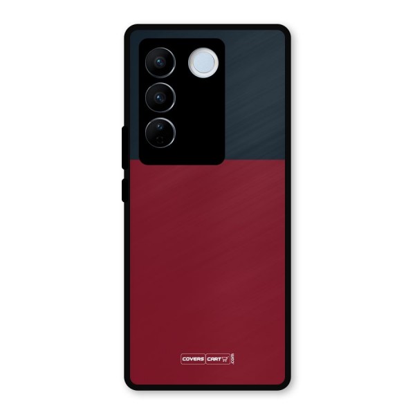 Maroon and Navy Blue Metal Back Case for Vivo V27 Pro