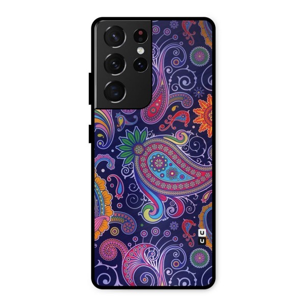Mehendi Pattern Metal Back Case for Galaxy S21 Ultra 5G