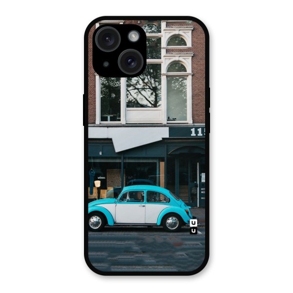 Mini Blue Car Metal Back Case for iPhone 15