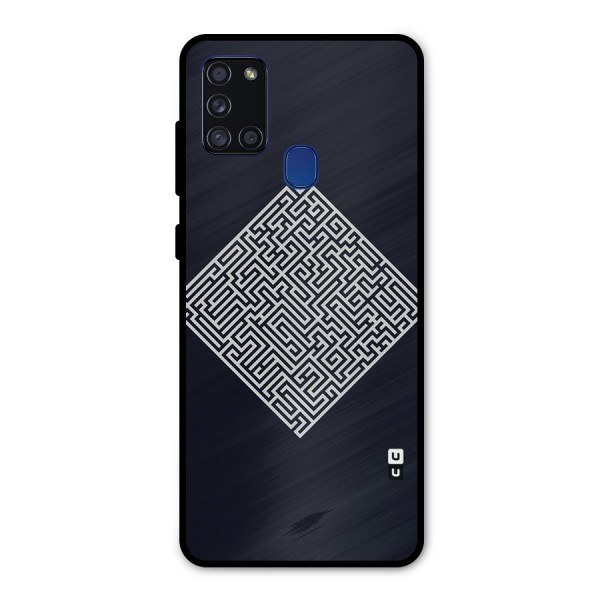 Minimal Maze Pattern Metal Back Case for Galaxy A21s
