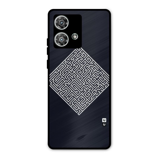 Minimal Maze Pattern Metal Back Case for Motorola Edge 40 Neo