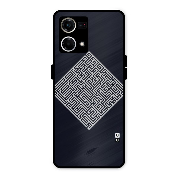 Minimal Maze Pattern Metal Back Case for Oppo F21 Pro 4G