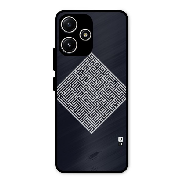 Minimal Maze Pattern Metal Back Case for Redmi 12 5G