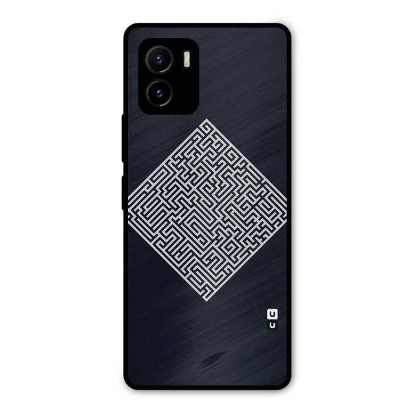 Minimal Maze Pattern Metal Back Case for Vivo Y15s