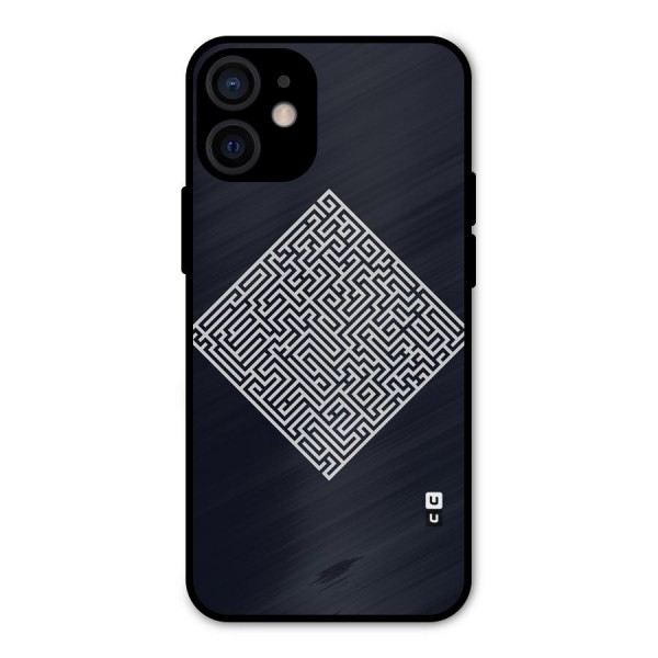 Minimal Maze Pattern Metal Back Case for iPhone 12 Mini