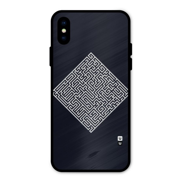 Minimal Maze Pattern Metal Back Case for iPhone XS