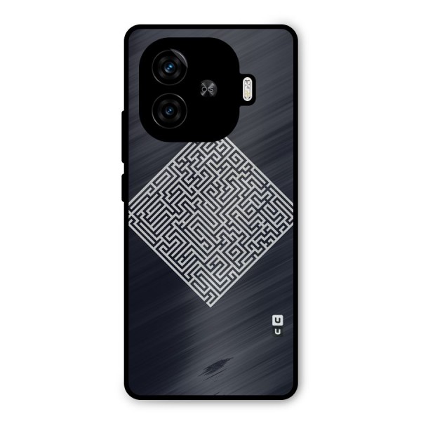 Minimal Maze Pattern Metal Back Case for iQOO Z9 Turbo