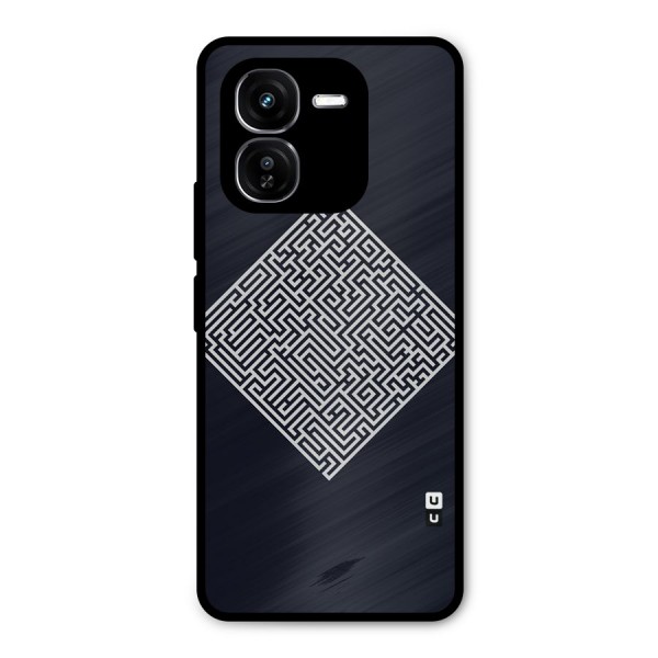 Minimal Maze Pattern Metal Back Case for iQOO Z9x