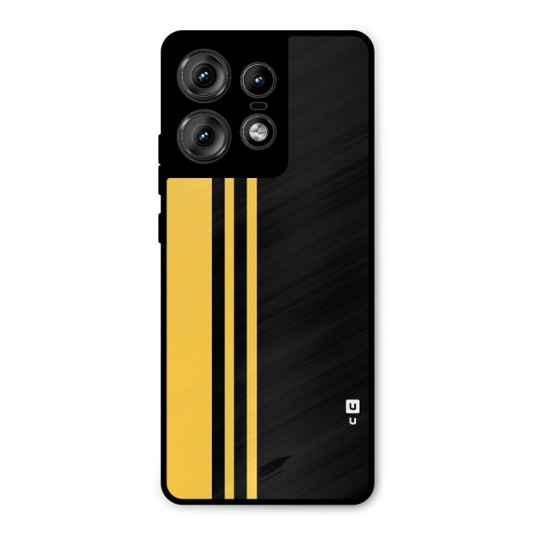 Minimal Yellow and Black Design Metal Back Case for Motorola Edge 50 Pro