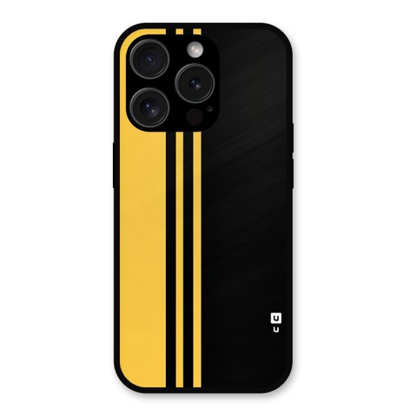 Minimal Yellow and Black Design Metal Back Case for iPhone 15 Pro