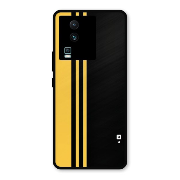Minimal Yellow and Black Design Metal Back Case for iQOO Neo 7 Pro