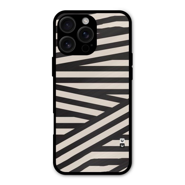 Monochrome Lines Metal Back Case for iPhone 16 Pro Max
