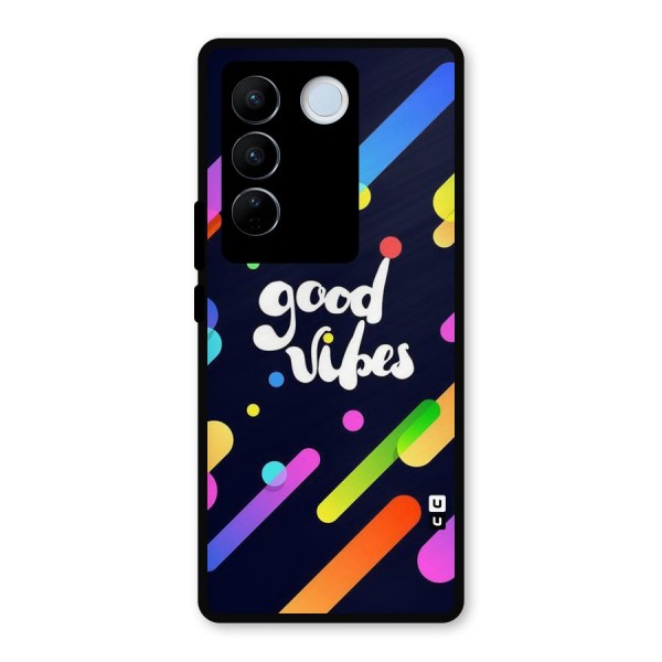 Multicolor Good Vibing Metal Back Case for Vivo V27