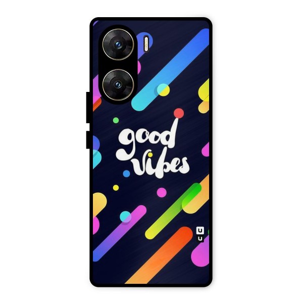 Multicolor Good Vibing Metal Back Case for Vivo V29e
