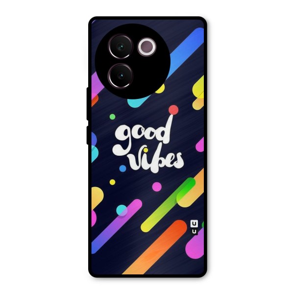 Multicolor Good Vibing Metal Back Case for Vivo V30e
