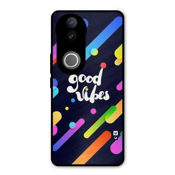 Multicolor Good Vibing Metal Back Case for Vivo V50e