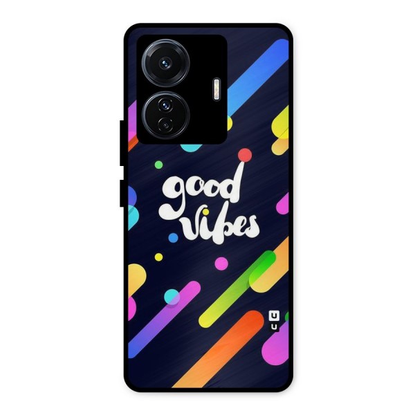 Multicolor Good Vibing Metal Back Case for iQOO Z6