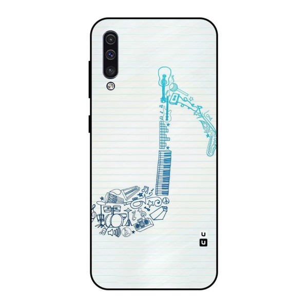 Music Note Design Metal Back Case for Galaxy A30s