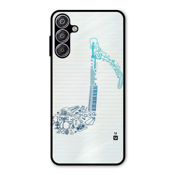 Music Note Design Metal Back Case for Galaxy F15