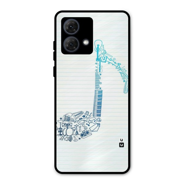 Music Note Design Metal Back Case for Moto G84