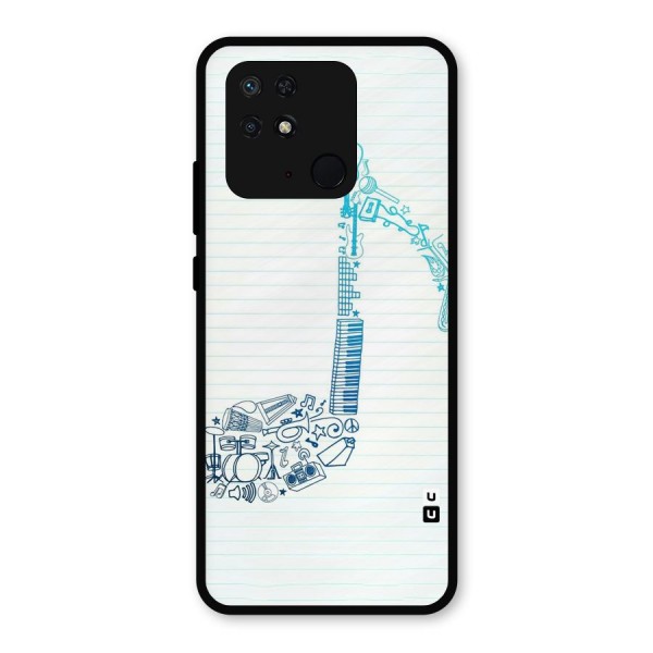 Music Note Design Metal Back Case for Redmi 10 Power