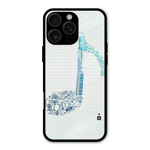 Music Note Design Metal Back Case for iPhone 16 Pro Max