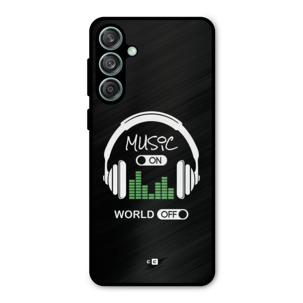 Music On World Off Metal Back Case for Galaxy M55 5G