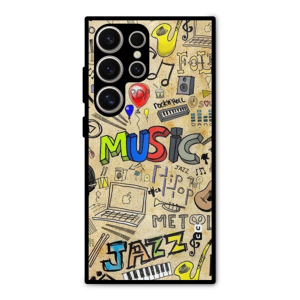 Music Pattern Metal Back Case for Galaxy S24 Ultra