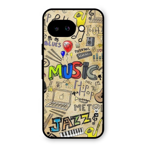 Music Pattern Metal Back Case for Google Pixel 9a