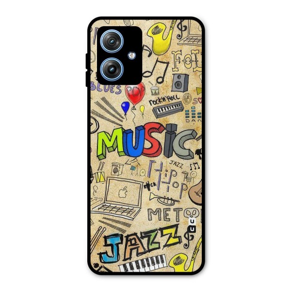 Music Pattern Metal Back Case for Moto G54
